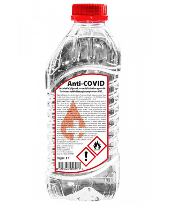 Anti COVID dezinfekční přípravek na ruce a povrchy 1 litr - Kliknutím zobrazíte detail obrázku.